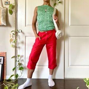 Red Y2K Athletic Capri Pants